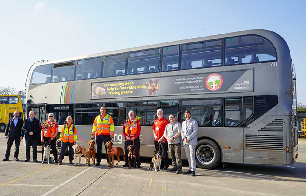 charity and employees with bus
